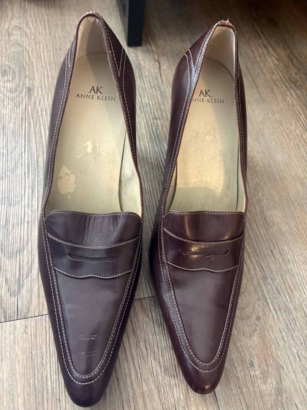 Anne Klein Men's Dark Burgundy Leather Slip-On Loafers